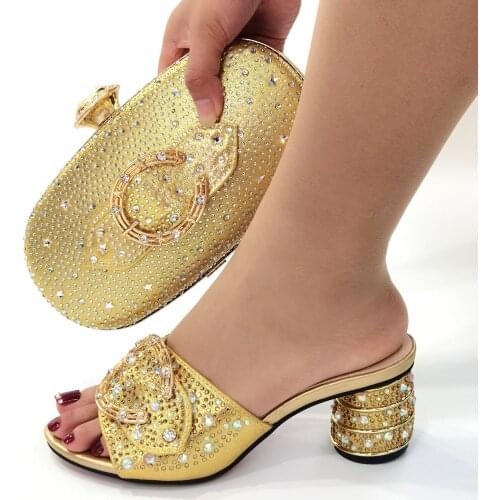 Doershow nice looking African Wedding Shoes and Bag Set Italian Shoes with Matching Bags Nigerian Women party! SKJ1-3
