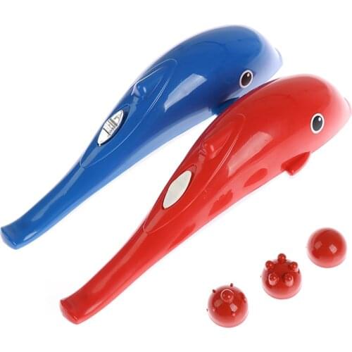 Body Massage Electric Dolphin Back Hammer Vibration Infrared Stick Roller ABS