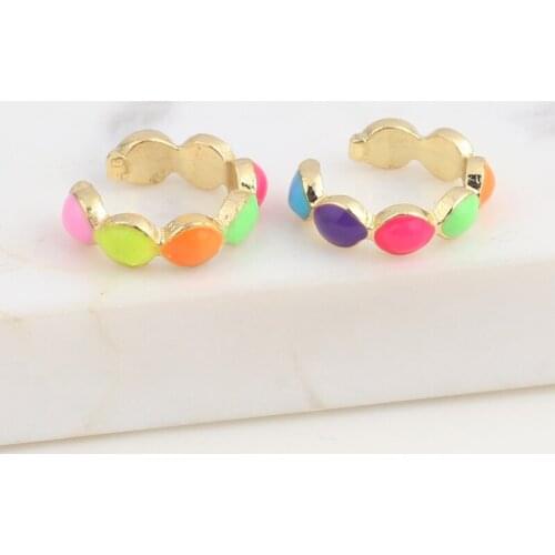 1 Piece C Shape Enamel Ear Cuffs For Women/Men 2021 NEW Popular Round Bead Clip-on Earrings Fake Piercing Earring Jewelry