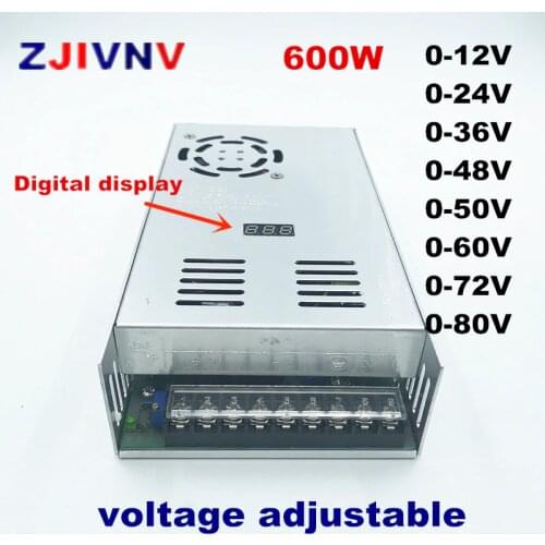 600W Switching Power Supply adjustable output voltage AC-DC 0-12V 15V 24V 36V 48V 50V 60V 72V 80V Digital display power supply