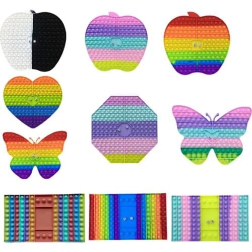 Interactive Big Size Pop Fidget Toy Huge Rainbow Chess Board Dice Bubble Popper Fidget Sensory Toys