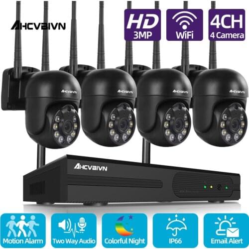 H.265 CCTV Security Dome Camera Kit Wifi 4 Channel NVR Kit Two Way Audio PTZ IP Camera Video Surveillance System Set 4CH 3MP 2MP