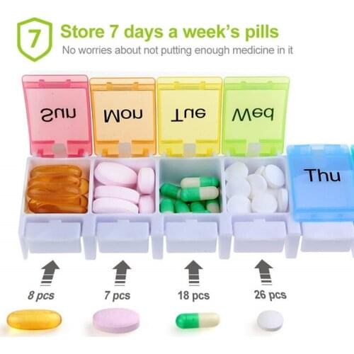 Pill Cases 14 Grids Weekly Medicine Drugs Storage Boxes 7 Days Pillbox Portable Organizers Cutter Splitters hot sell