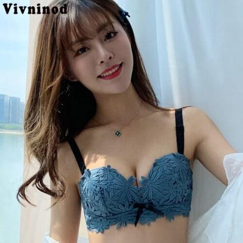 Floral Lace Lingerie Bra Sets For Women Sexy Bralette Thin Small Breast Cup Brassiere Girl Push Up Minimizer Full Floral Bra Set
