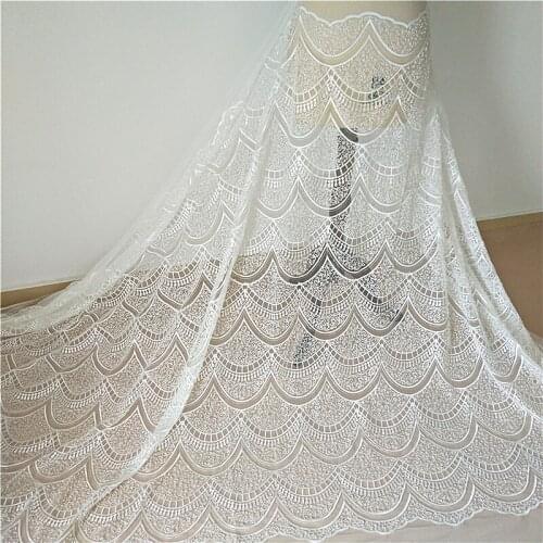 High Quality Ivory-white Summer Lace Wedding Dress Lace Fabric Mesh Embroidered Lace Fabric DIY Material Width 135cm 130cm 1yard
