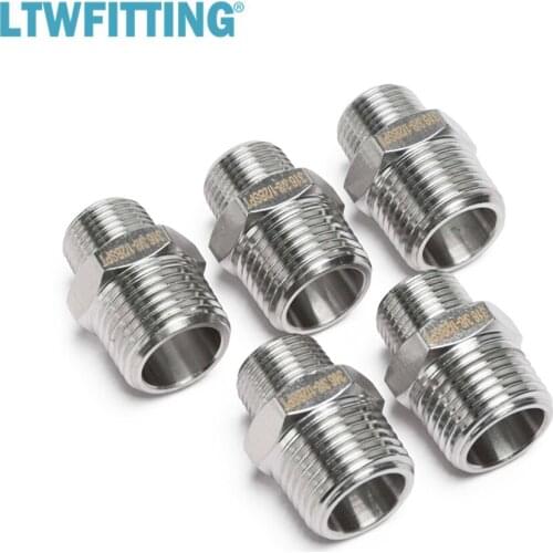 LTWFITTING Stainless Steel 316 Pipe Hex Reducing Nipple Fitting 1/2-Inch x 3/8-Inch Male BSPT