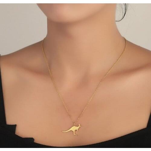 Cute Australian Kangaroo Pendant Necklace Wildlife Animal Jewelry for Birthday Gift