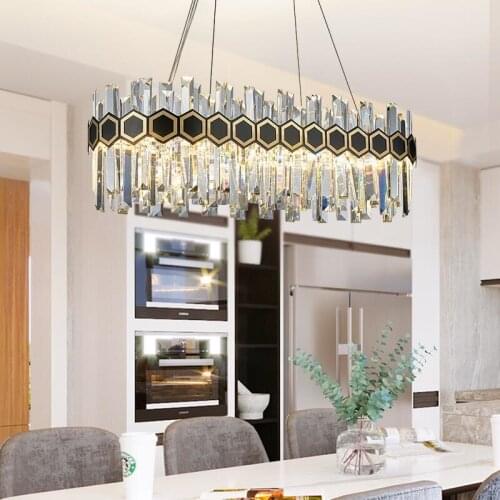 Fashion Crystal Living Room Chandelier Modern Kitchen Chandelier Black LED Crystal Chandelier