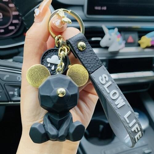 New Fashion Stereo Cute Bear Keychain Key ring Creative Cartoon Mobile Phone Bag Car Pendant Fun Multiple Animal Keychain