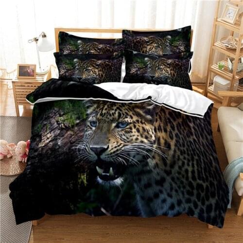 New Wild Animal Leopard Bedding Set 3D Digital Printing Bedroom Bedding Down Quilt Cover Pillowcase Home Textile