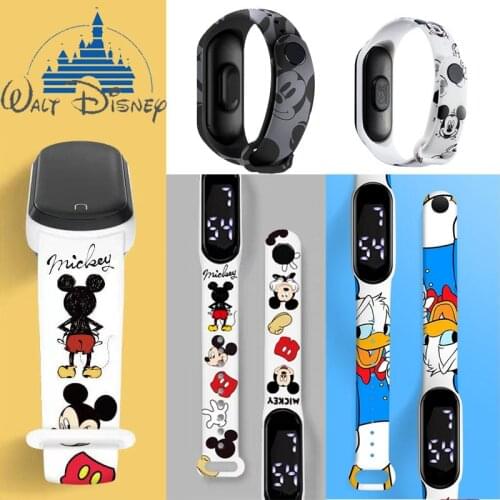 New Disney Mickey Electronic Watch Anime Girl Boy Man Student Sports Waterproof Bracelet Cartoon Digital Watch Simple Watch Gift