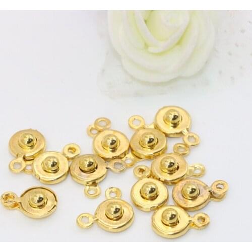 Wholesale price 7mm 50pcs gold plated button clasp hook accessories top quality free shipping diy jewelry findings B2855