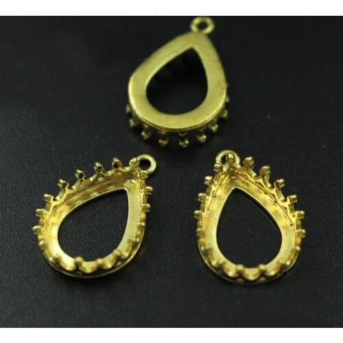 Open Back Pendant Strong Crown Bezel Base Setting fit 10x14mm 18x25mm Drop Teardrop Cameo Cabochon Findings DIY Jewelry Making