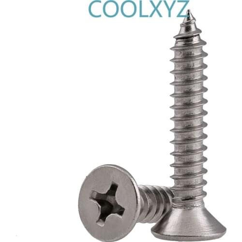 GB846 304 Stainless Steel Countersunk Self-tapping Screw/Cross Groove Flat Head Self-tapping Wood Screw m1-m2 35PCS