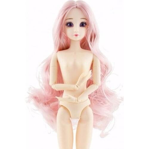 Dropshipping Fashion BJD Doll Long Wig Hair 3D Eyes 20 Ball Joint Bjd Plastic Dolls 30Cm Doll for Girls Toys Female Nude Body