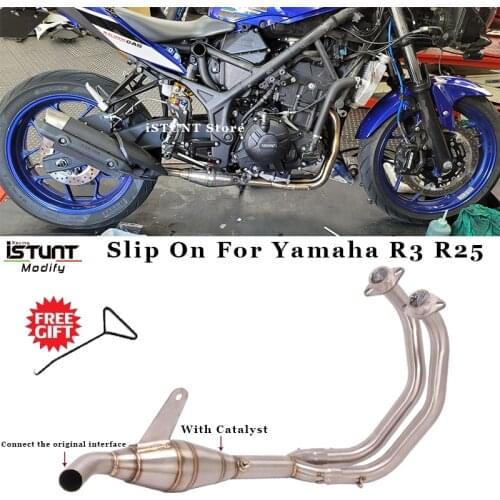 Slip on Full System Motorcycle Exhaust Escape For Yamaha R3 R25 MT-03 MT25 Modify Connect Front Mid Link Pipe Without Muffler