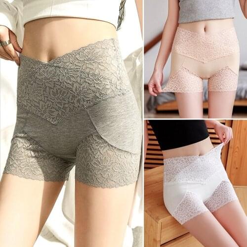 High Waist Safety Pants Sexy Lace Leggings Soft Lift Hip Intimates Boxer Shorts Anti-Emptied Breathable Women Seamless Underwear