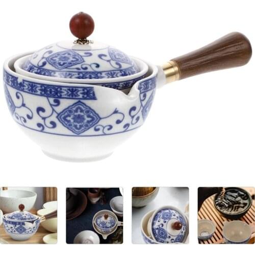 Vintage Ceramic Teapot Side Handle Tea Kettle Retro Tea Set Handheld Teapot Chinese Kung Fu Tea Sets