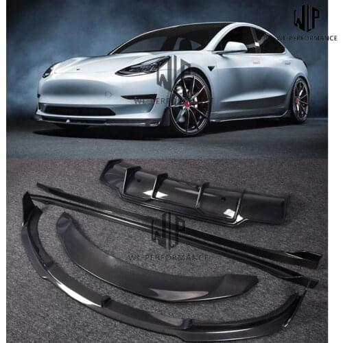 Model 3 High Qulaity Carbon Fiber Front Splitter Lip Rear diffuser Side skirts Rear Spoiler For Tesla MODEL 3 Body Kit 16-19