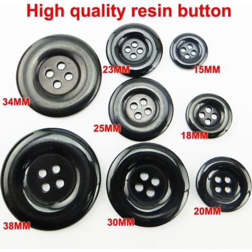 15-38MM Black/white High RESIN buttons 4 holes coat kids sewing clothes accessory round SHIRT button R-038K