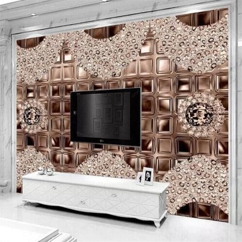 Wellyu Custom wallpaper papel de parede Brown Diamond European 3D Jewelry tv Background Wall Light Luxury papel de pared 3d обои