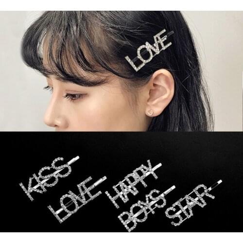 2019 Letter Hair Clip Crystal Hair Pins Side Folder Letter Headdress Hair Jewelry Lady Classics Barrette Custom Hair Pin