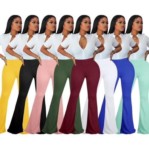 Casaul Women Jogger Pants Flare Pants Solid Color High Waist Sporty Autumn Clothes For Women Outfit