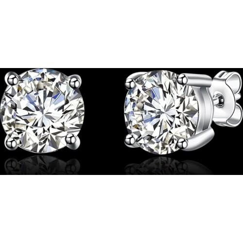 Hot Fine 925 Sterling silver diamond stud earrings for women fashion Charm party wedding engagement classic jewelry Holiday gift
