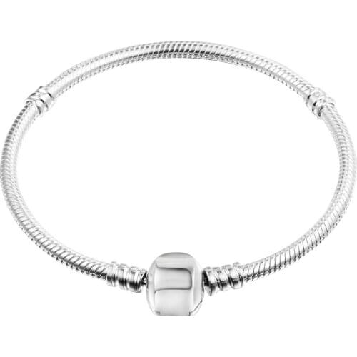 925 Sterling Silver Barrel Clasp Bracelet Mometns Snake Chain Bracelets for Women DIY Charms Jewelry Making Pulseras