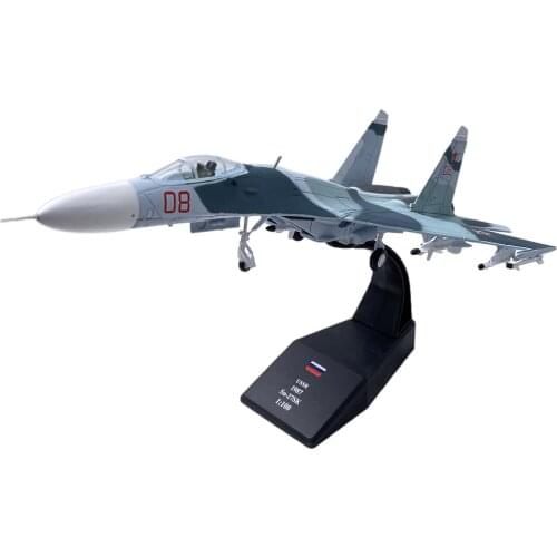 1/100 Scale Military SU-27 Flanker 1987 Russian Heavy Fighter Diecast Metal Plane Model Toy For Collection
