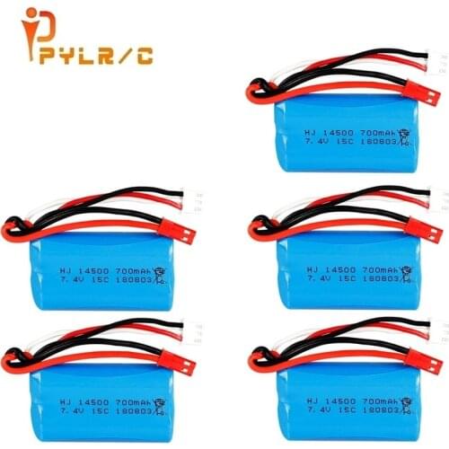 1Pcs-10Pcs 7.4V 700mah 14500 Li-ion battery For FT007 Remote control boat speedboat FX059 F1 Syma Remote control aircraft