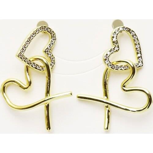10 Pairs Zirconia Heart Drop Earrings Hollow heart earrings Gold color earrings Gift for women jewelry 51567