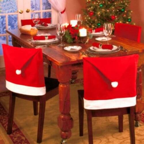 10pcs/lot 2019 New Christmas Decoration Chair Set Santa Claus Red Hat For DIY New Year Home Party Decorations Supplies