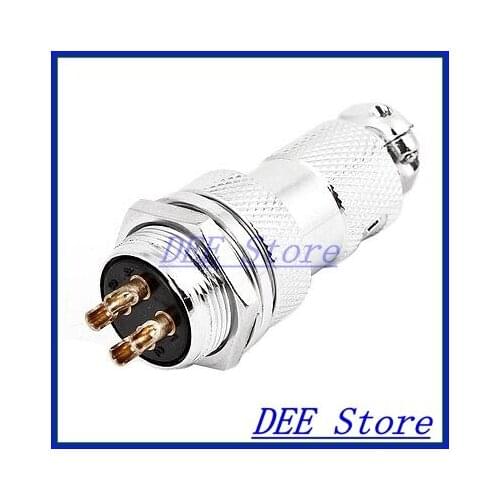 16mm 4-pin GX16-4 Male Female Wire Panel Power Chassis Aviation Plug Silver Tone