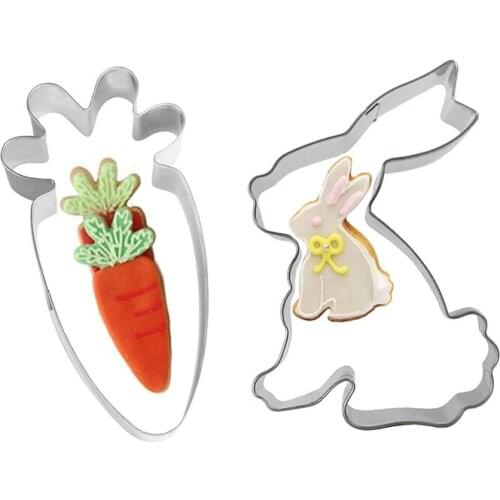 2 Pc/Set Carrot & Rabbit Cookie Biscuit cutter Baking Set Sugarcraft Cupcake Pastry Tool DIY Baking Decoration