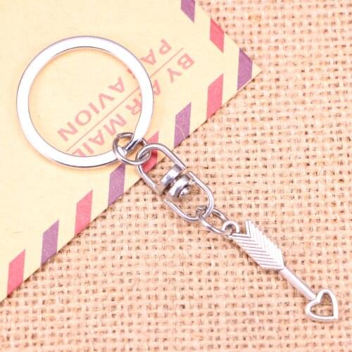 20pcs New Fashion Keychain 29mm arrow heart Pendants DIY Men Jewelry Car Key Chain Ring Holder Souvenir For Gift