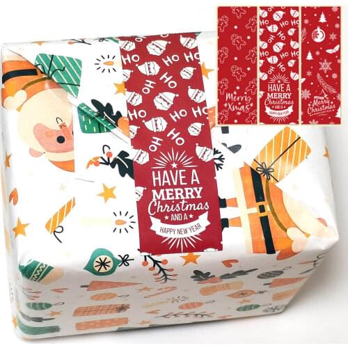 30-90 Pcs Cute Merry Christmas Stickers 3 Style Red Christmas Decorative Stickers Wrapping Gift Box Label Christmas Tags