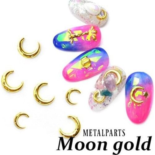 50pcs/pack Japan Korea New Nail Art Alloy Smooth Little Moon Metal Jewellry Accessories Collection for Women Nail Polish DIY