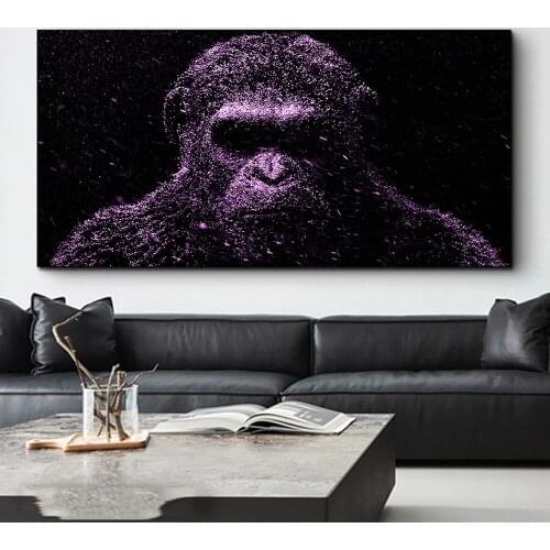 Abstract Black Apes Large Size Canvas Art Posters And Prints Black Animals Canvas Painitings On the Wall Art Pictures Home Decor