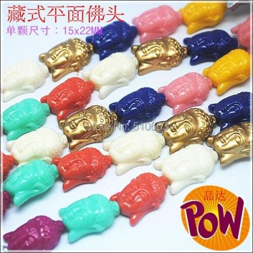 Hot New Buddha Head Beads accessories Artifial stone One face Mix Colors Tibetan Style 20 Pieces Lot Size 14x21mm