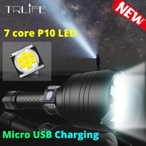X915 P10 USB Aluminum LED Flashlight 7LEDs 18650 Zoom Lamp Powerful Torch Attack Floodlight Power Bank Free Waterproof Bag