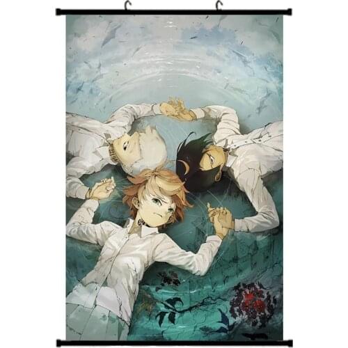 Anime The Promised Neverland Yakusoku no Neverland Norman Emma Ray Wall Scroll Mural Poster Wall Hang Poster Home Decor Collect