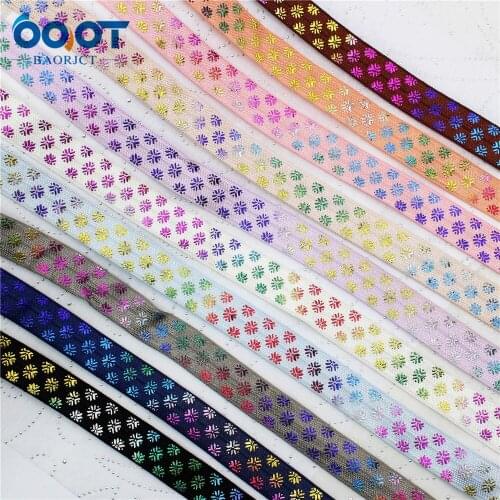 16mm,10 yards Hot Gold rainbow flowers Elastic Foldover Elastics Stretch Hair Ties Headbands for Baby Girls Hair Bow,E-20428-828