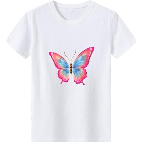 Colorful Butterfly T-shirt Woman Harajuku Fashion Summer Tees Tops O-neck Tshirt Women Cotton Casual Loose Women T Shirts Top