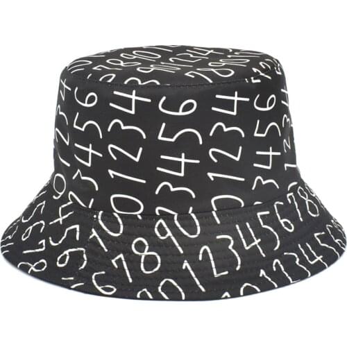 LDSLYJR Cotton Number print Bucket Hat Fisherman Hat Outdoor Travel Hat Sun Cap Hats for Men and Women 348