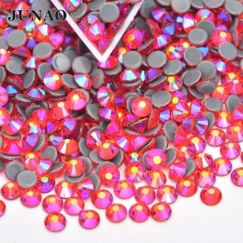 JUNAO SS6 8 10 12 16 20 30 Hyacinth AB Hotfix Iron On Rhinestone Glass Hot Fix Crystal Strass Flatback Round Glass Stones Crafts