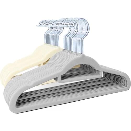 20 pcs/lot Quality Flocking Hangers Anti-skid Velvet Hanger Clothing Hanging No Trace Magic Clothes Hangers