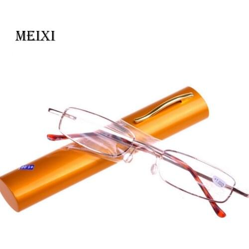 Pencil Case Easy Carry Men Women Reading Glasses Ultra Light Alloy Frame Resin Lens Unisex Eyewear +1 +1.5 +2 +2.5 +3 +3.5 +4