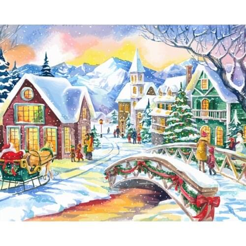 Christmas snow Landscape DIY Painting By Numbers Wall Art Picture Acrylic Painting For Home Decoration Drop Shipping 60x75cm