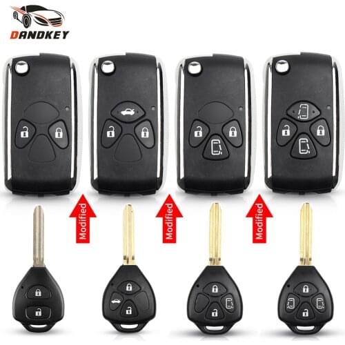 Dandkey Modified 2/3/4 Button Flip For Toyota Corolla RAV4 Yaris Prado Camry Crown Avalon TOY43 Remote Key Shell Car Accessories